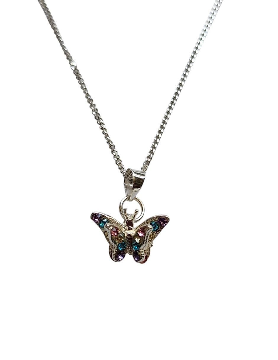 Collar con dije de mariposa Insectos de plata P 925 Collar con dije de mariposa Insectos de plata P 925