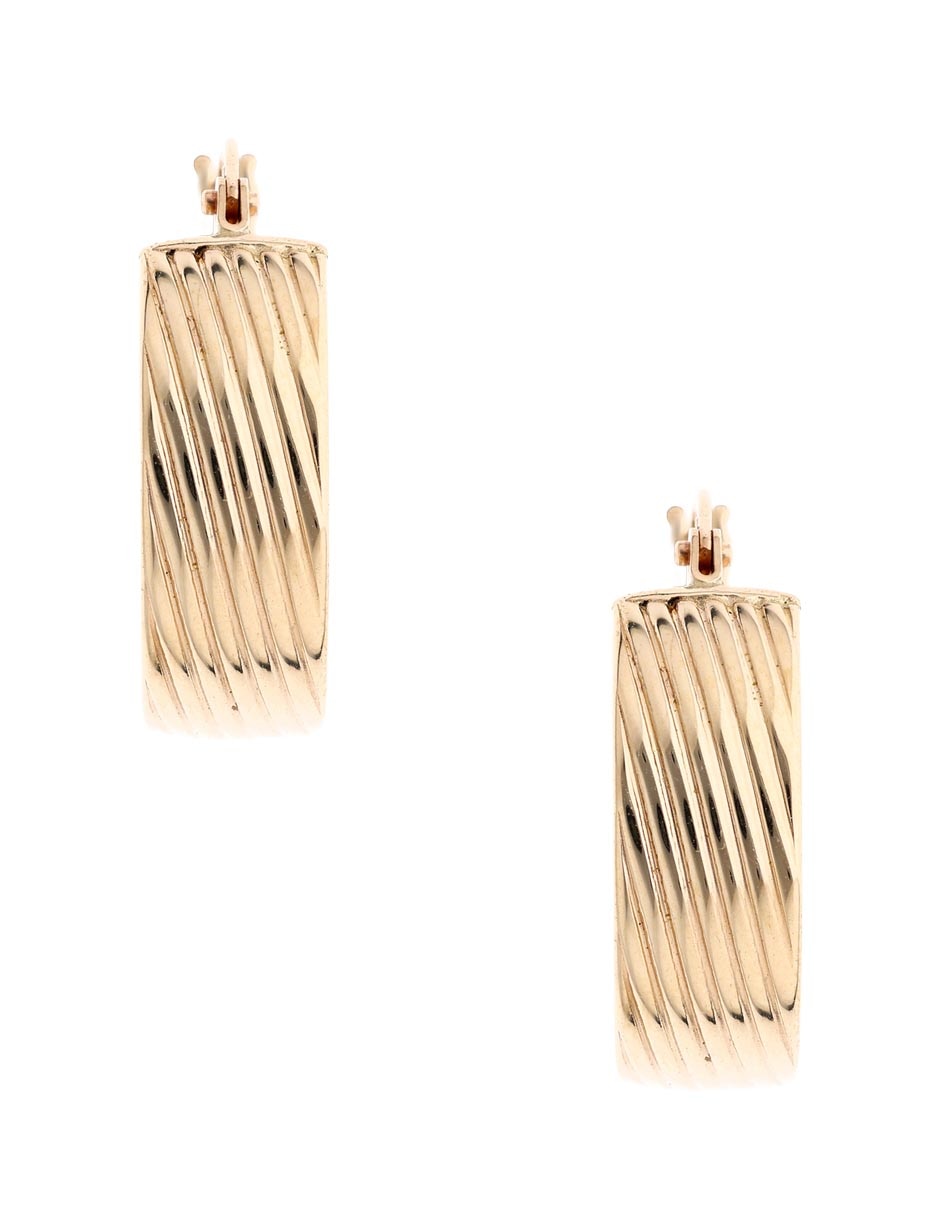 Arracadas de oro amarillo 14 K con acabado liso