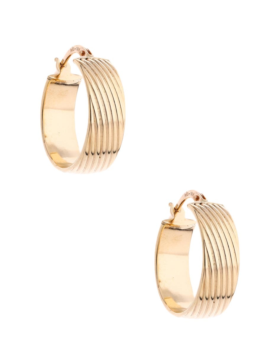 Arracadas de oro amarillo 14 K con acabado liso 2