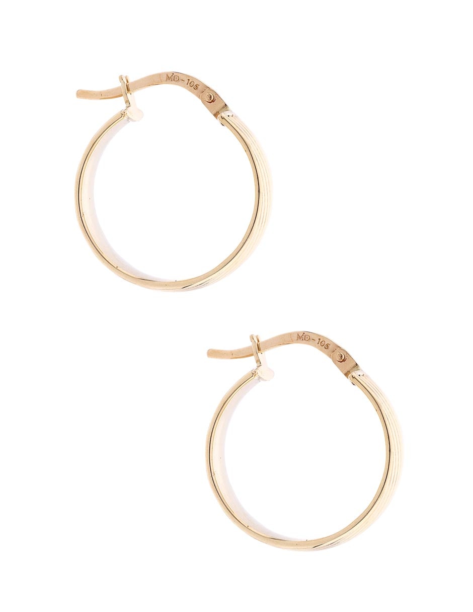 Arracadas de oro amarillo 14 K con acabado liso 3