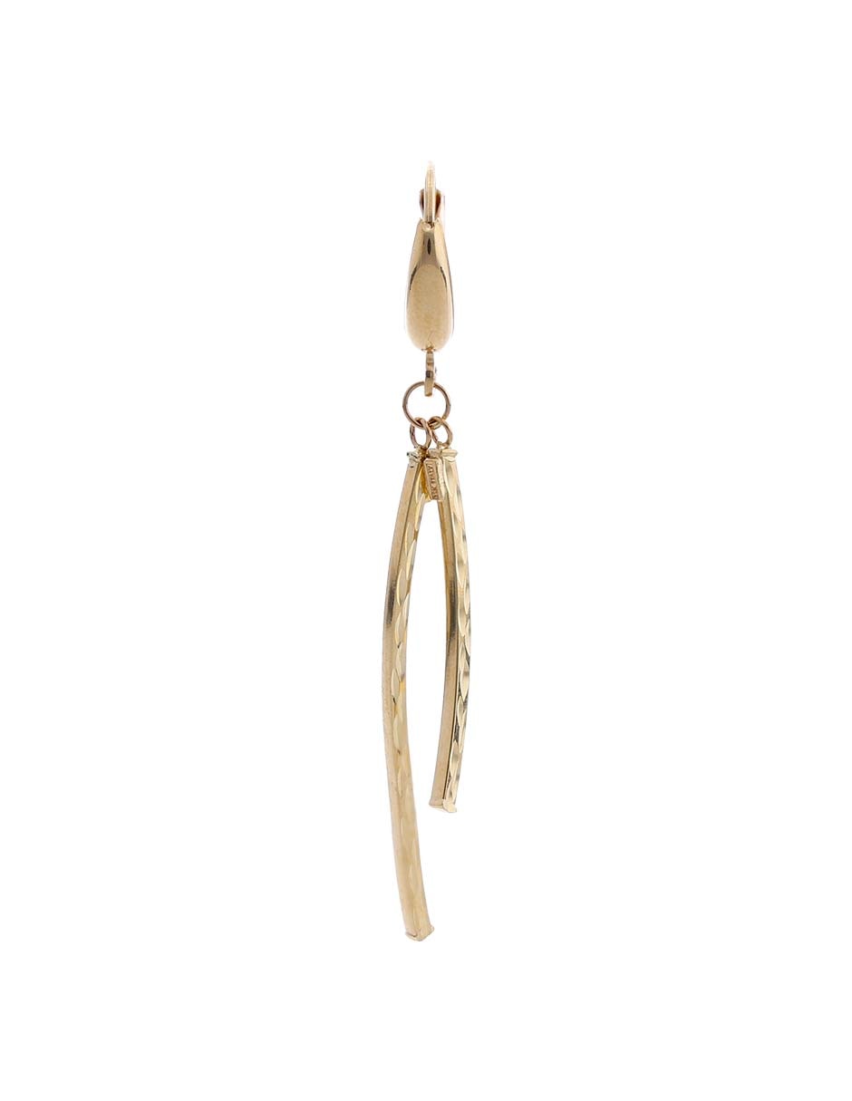 Aretes largos de oro amarillo 14 K con acabado pulido