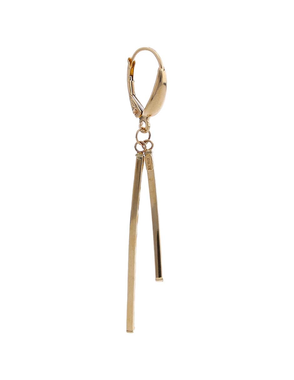 Aretes largos de oro amarillo 14 K con acabado pulido 2