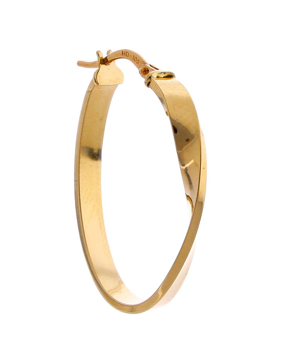 Arracadas ovaladas de oro amarillo 14 k con acabado baño de oro 2