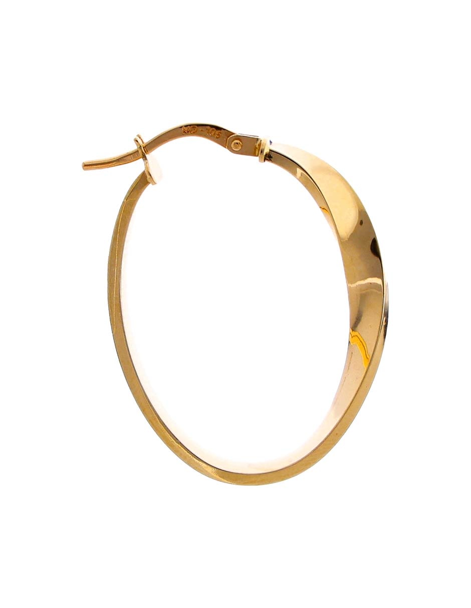 Arracadas ovaladas de oro amarillo 14 k con acabado baño de oro 3