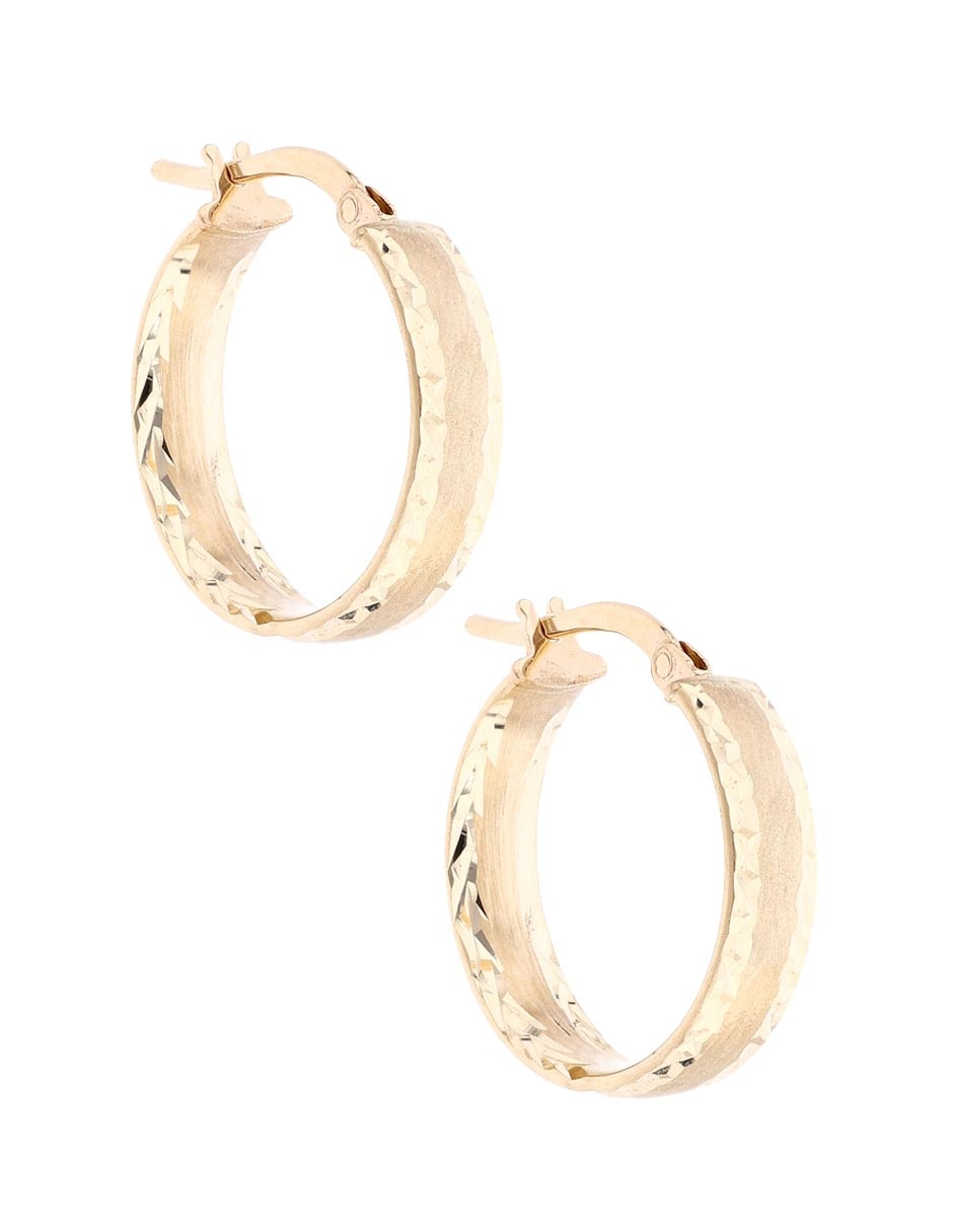 Arracadas de oro amarillo 14 K con acabado liso 3