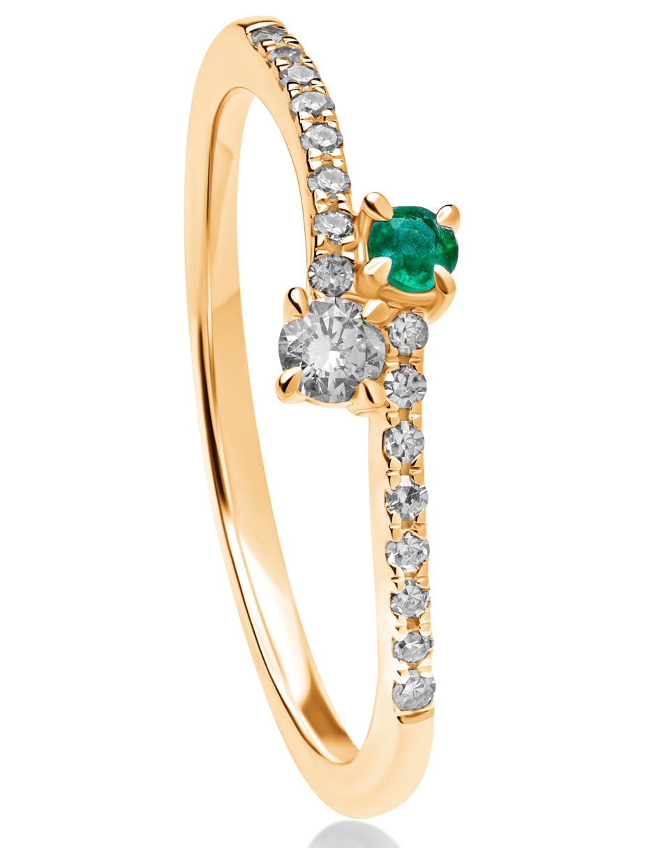 Anillo 14 k de oro amarillo esmeralda pulido 2