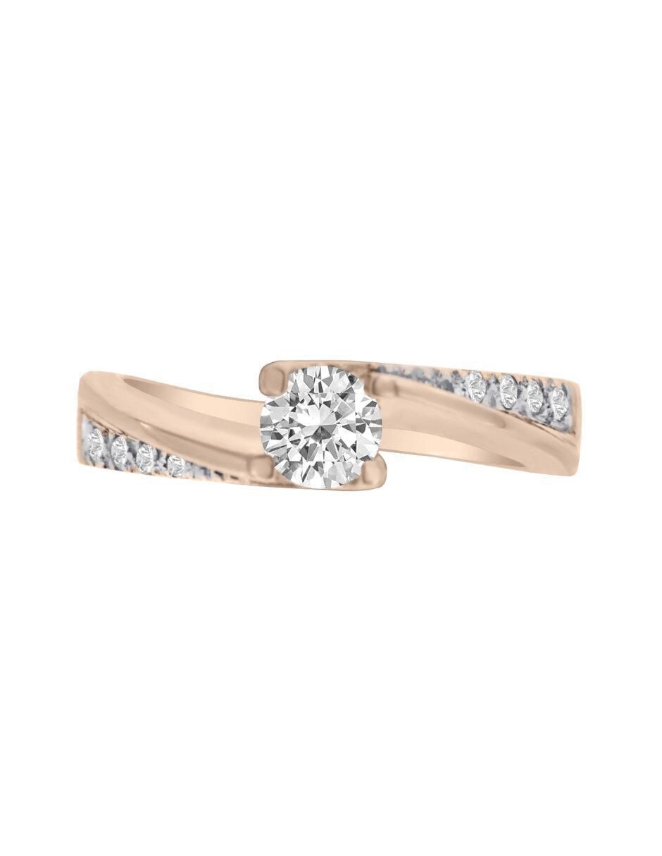 Anillo de compromiso de oro 14 k Marggie diamante
