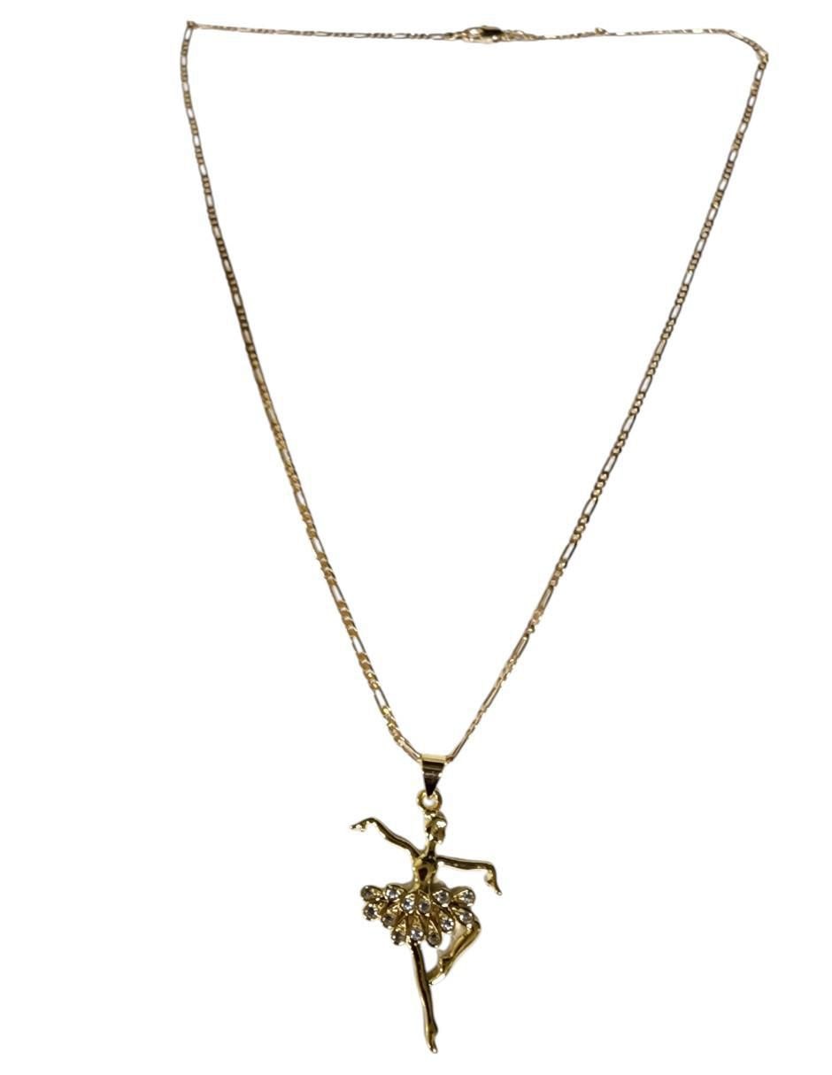 Collar con dije de niña Ballet de oro laminado 14 K 2