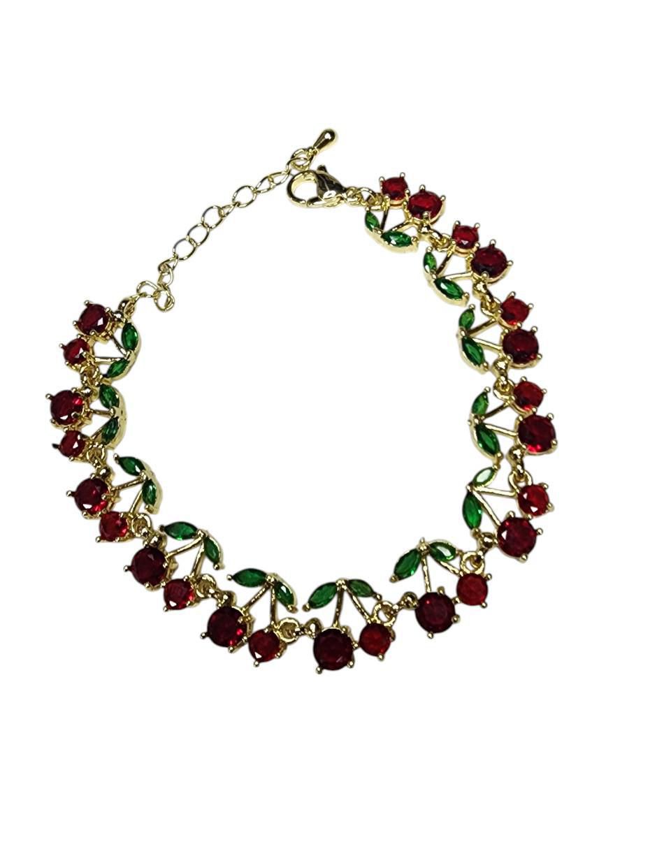 Pulsera de oro laminado 14 k Cerezas 3