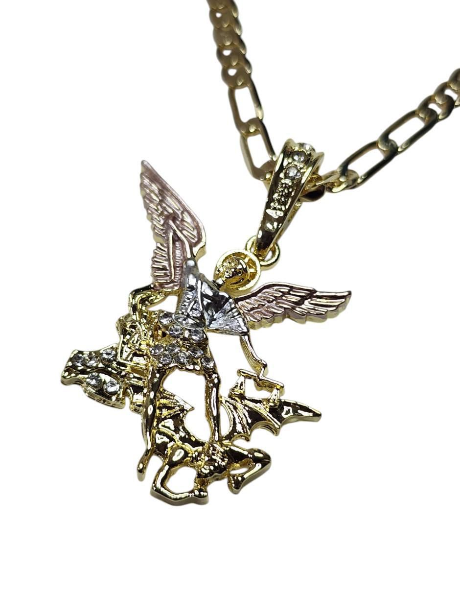 Collar con dije San Miguel Arcangel de oro laminado 14 K 2