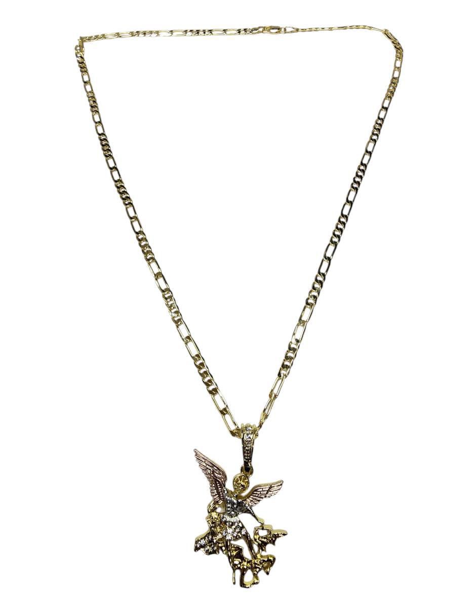 Collar con dije San Miguel Arcangel de oro laminado 14 K 4
