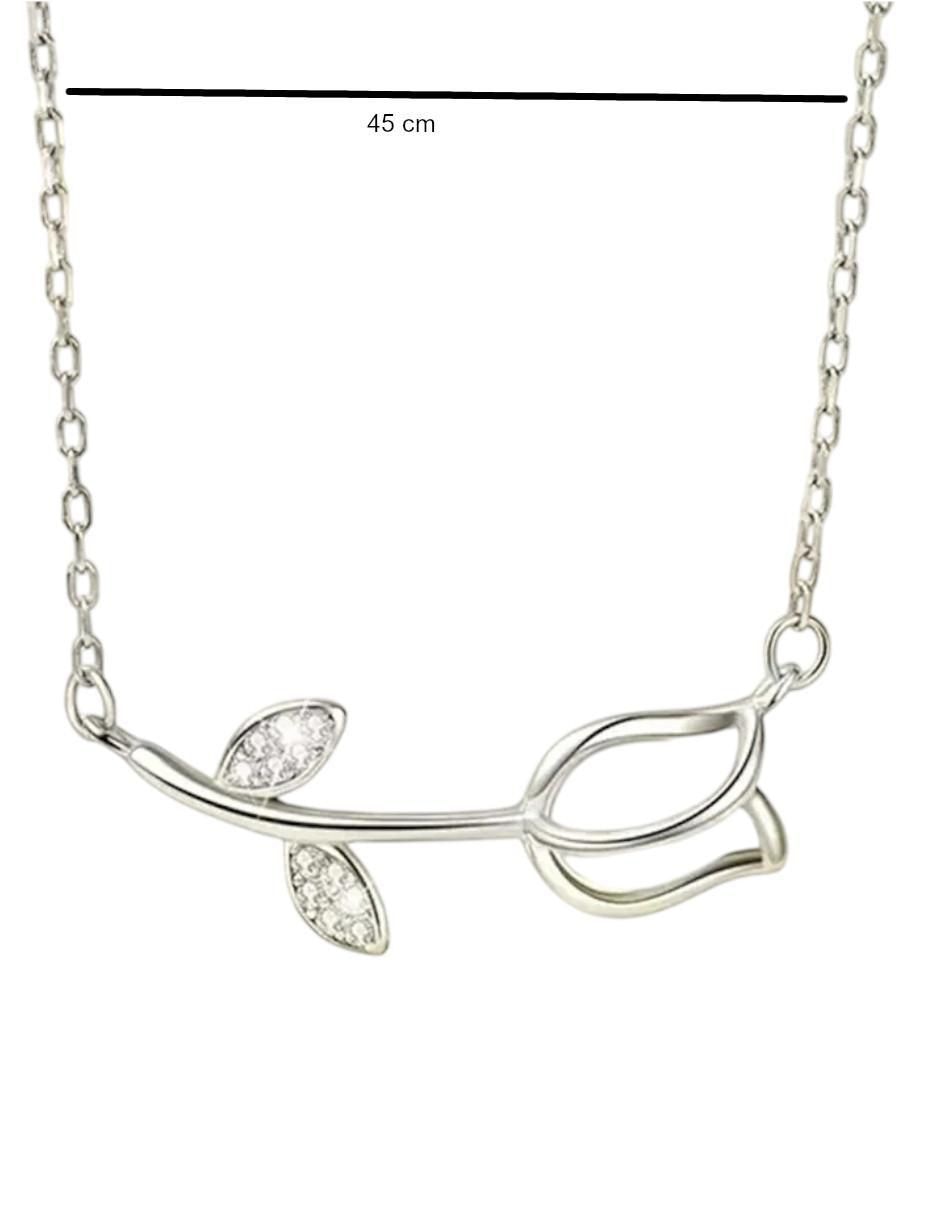 Aretes y collar de flor de plata P 925 5