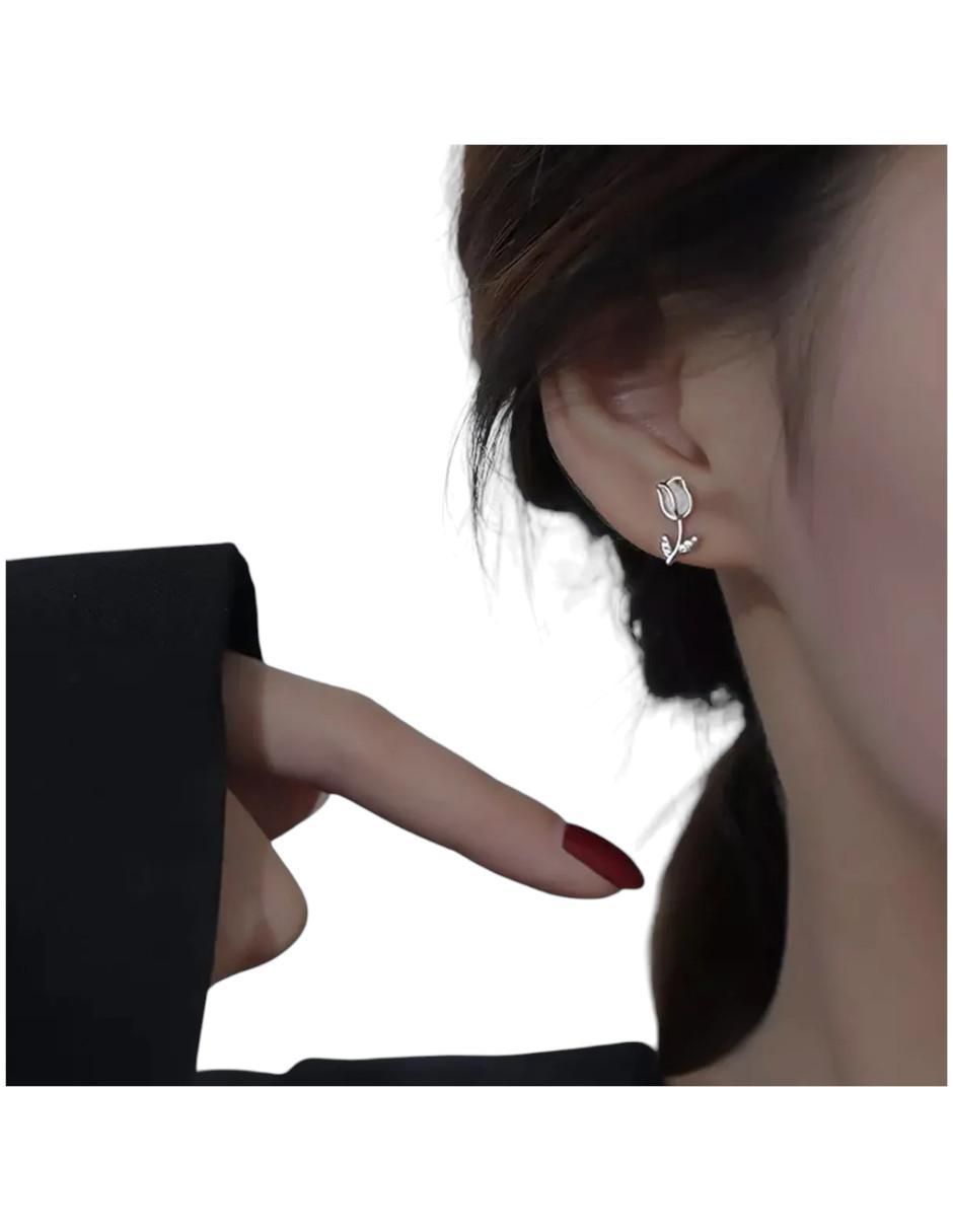 Aretes y collar de flor de plata P 925 3