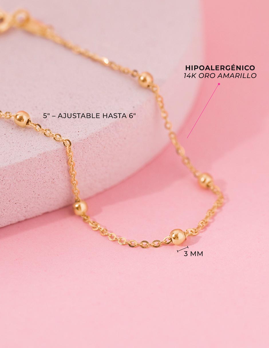 Pulsera de oro 14 k con acabado brillante 4