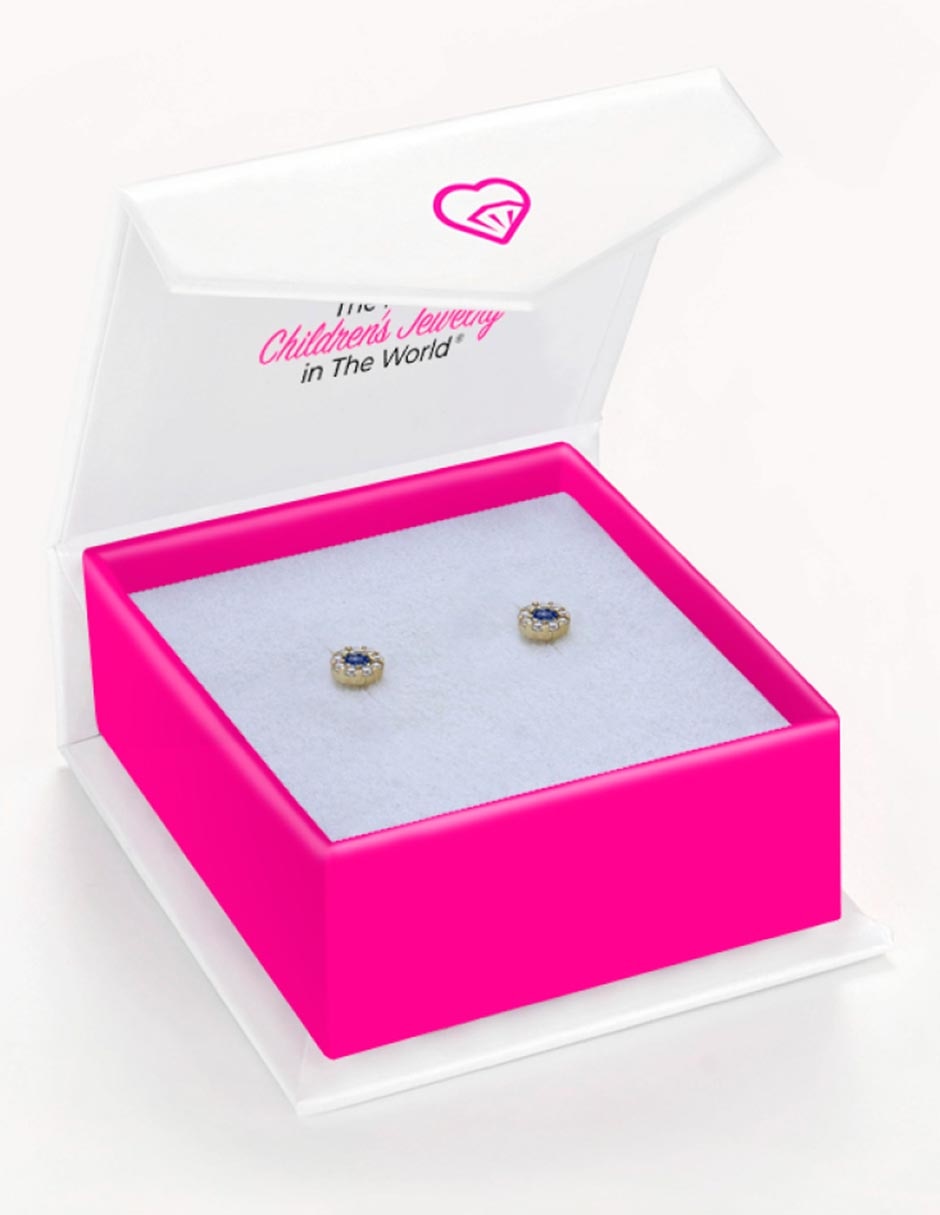 Broqueles redondos de oro 14 k con acabado pulido zirconia 6