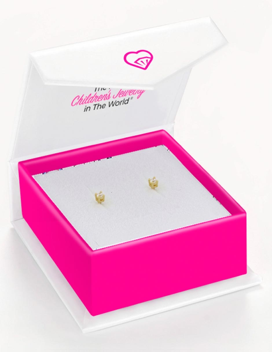 Broqueles redondos de oro 14 k con acabado pulido zirconia 6