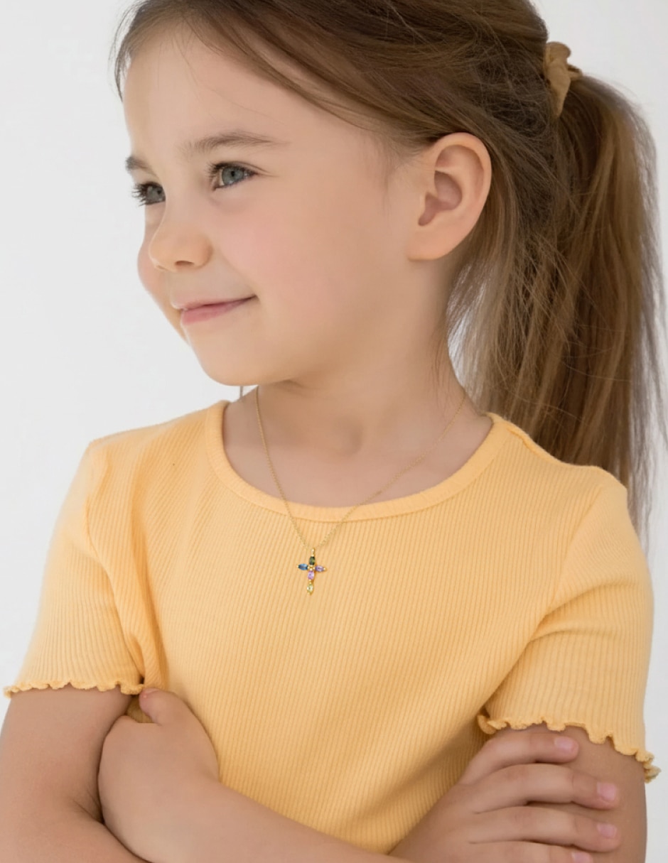 Collar de cruz de oro 14 K 2