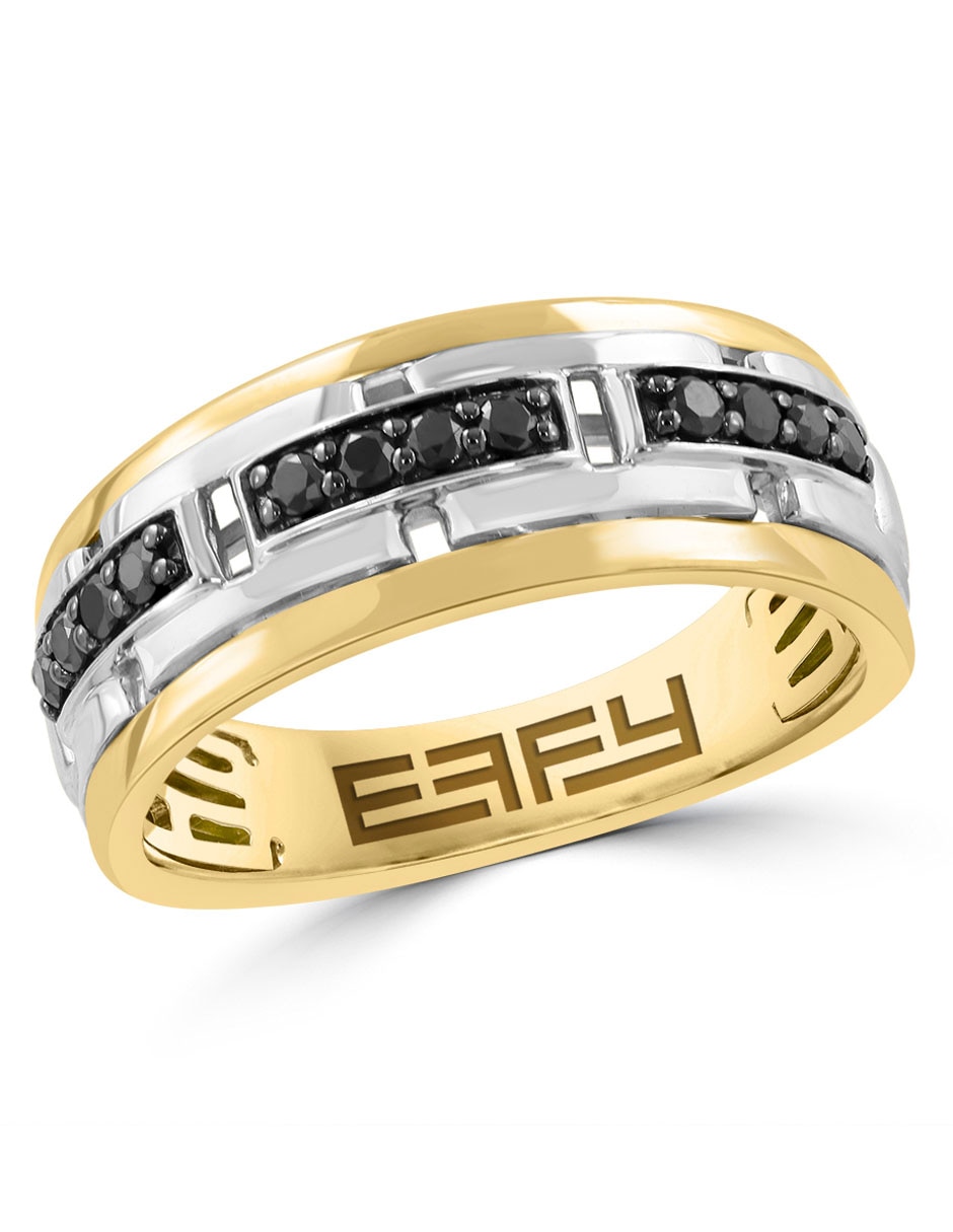 Anillo 14 k de oro blanco diamante negro