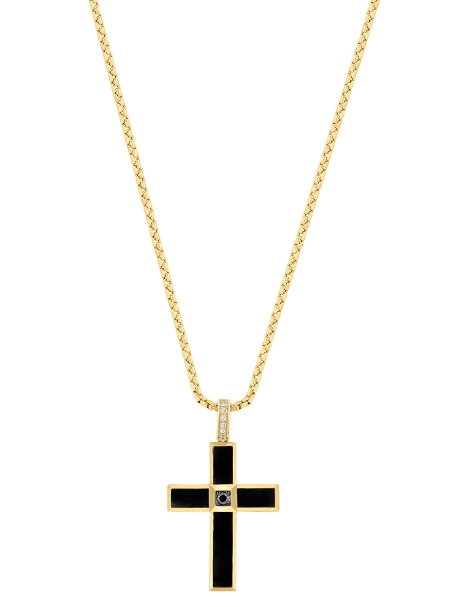 Collar con dije de cruz de oro amarillo 14 K
