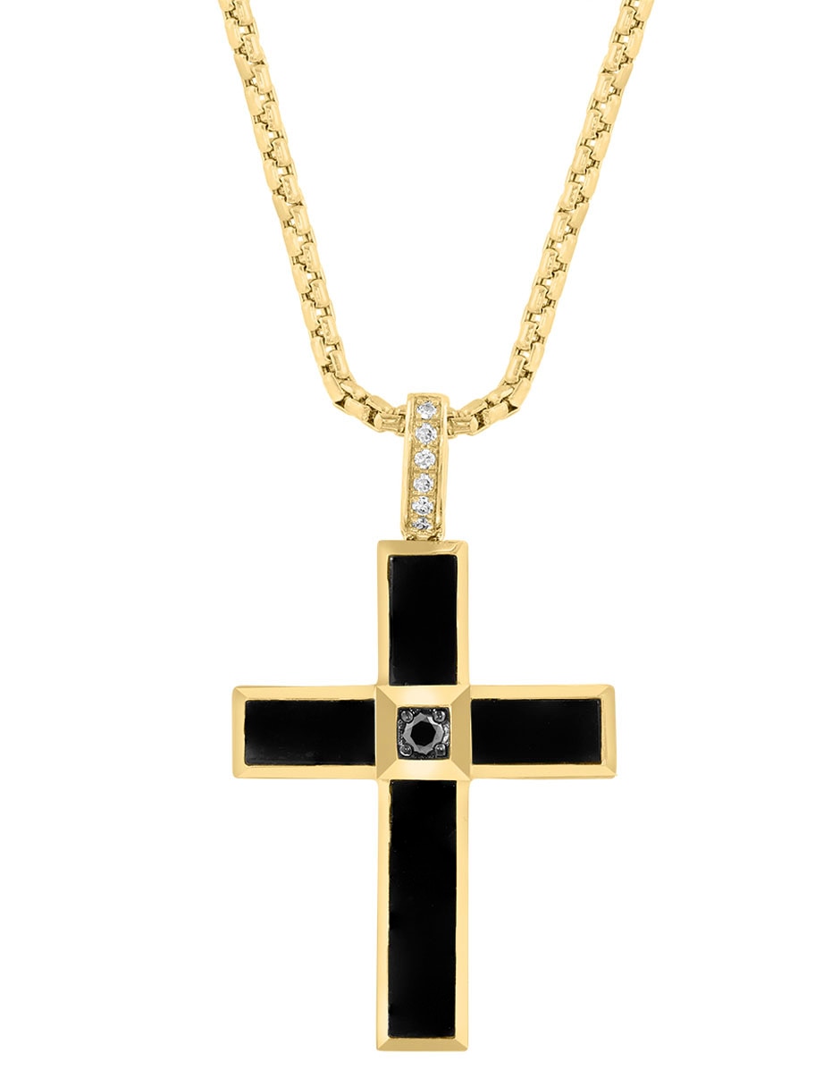 Collar con dije de cruz de oro amarillo 14 K 2