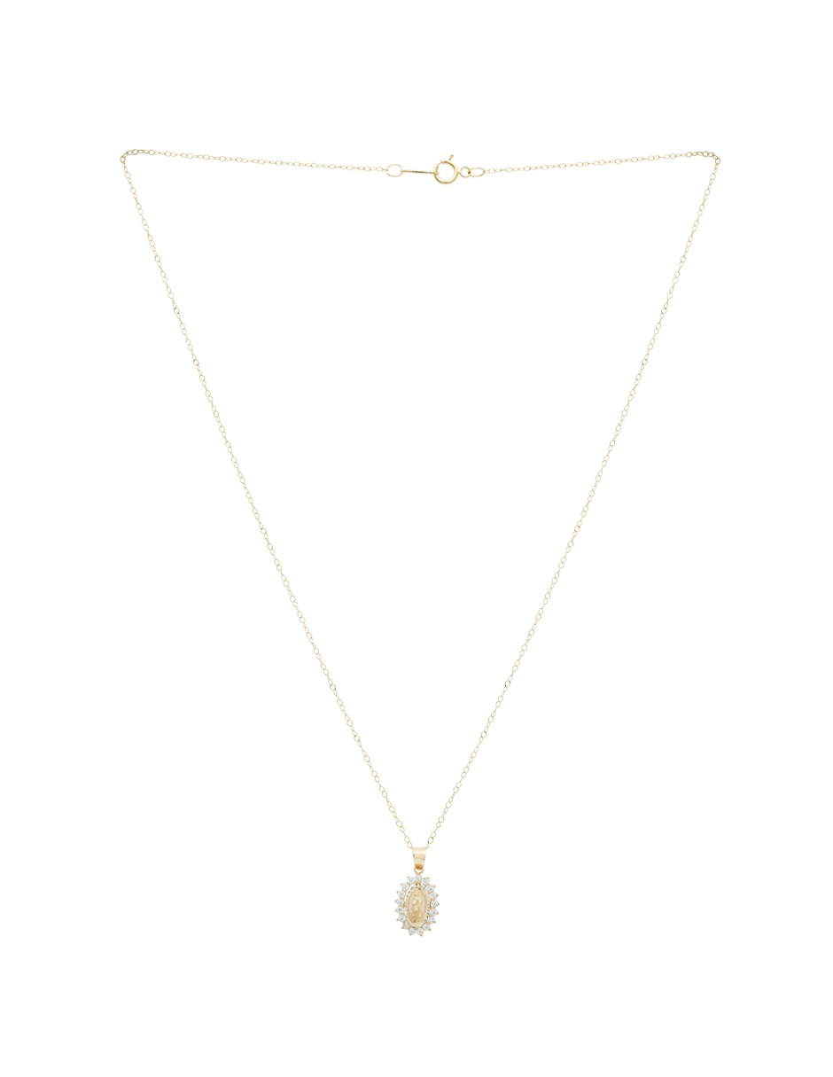 Collar Virgen de Guadalupe ovalado de oro 14 K 2