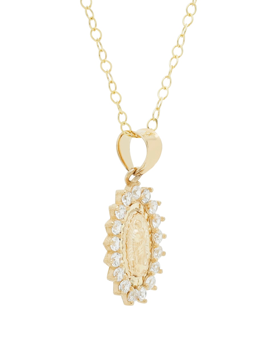 Collar Virgen de Guadalupe ovalado de oro 14 K 3