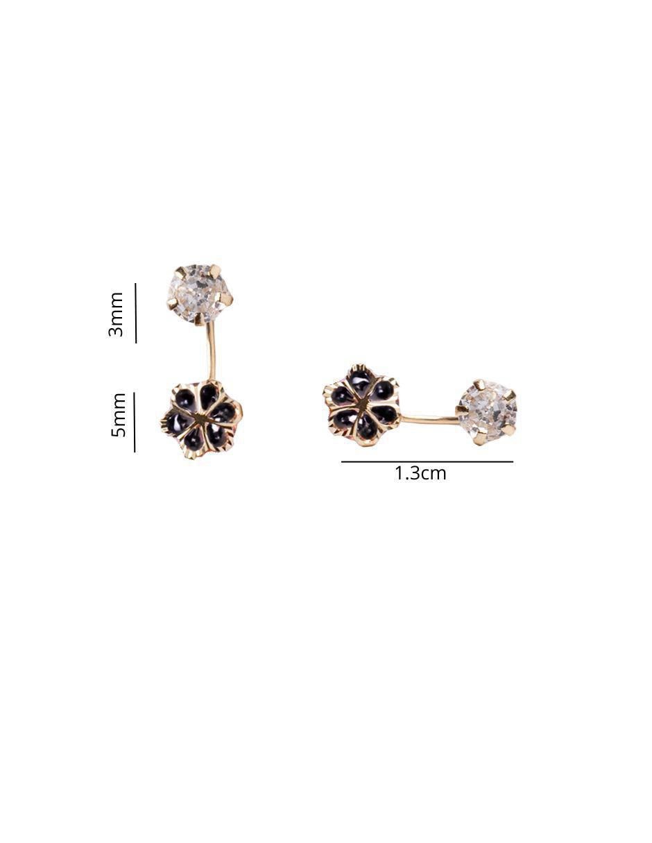 Broqueles de flor de oro 10 K con acabado pavé zirconia