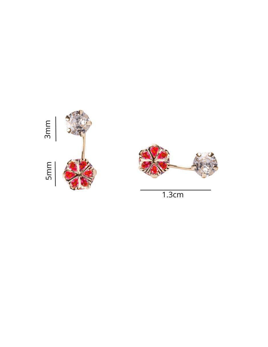 Broqueles de flor de oro 10 K con acabado pavé zirconia