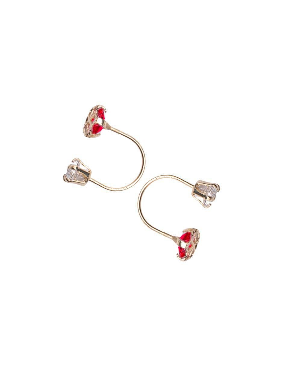 Broqueles de flor de oro 10 K con acabado pavé zirconia