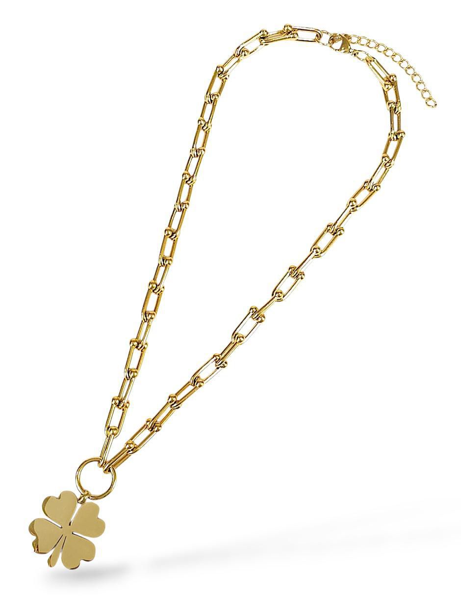 Collar, pulsera, anillo y aretes de trébol 2