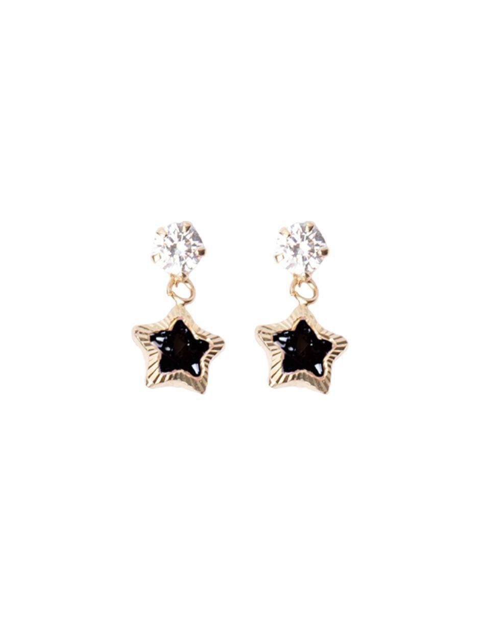 Broqueles de estrella de oro 10 k con acabado brillante zirconia