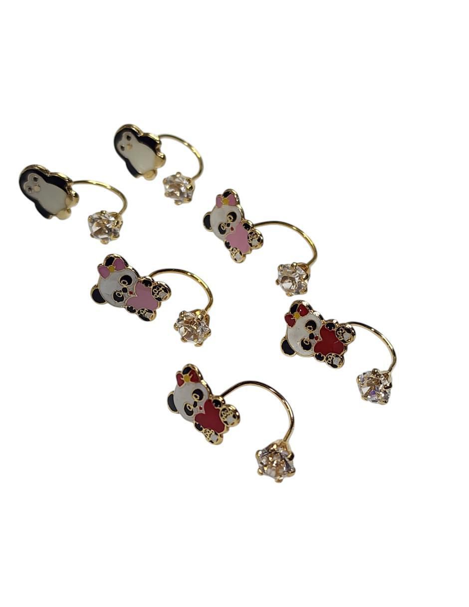 Set de aretes de oso Corazones 14 k con acabado chapa de oro zirconia 3
