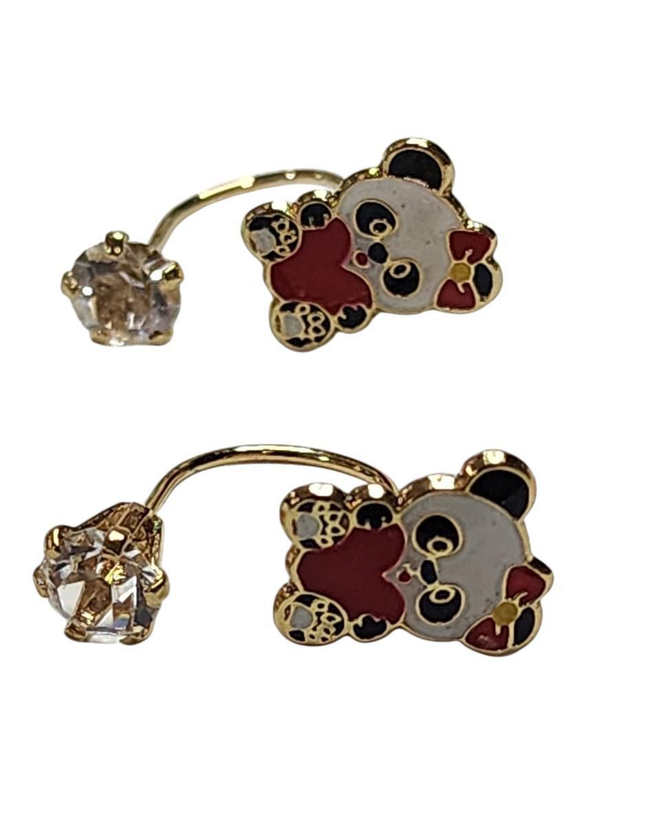Set de aretes de oso Corazones 14 k con acabado chapa de oro zirconia 4