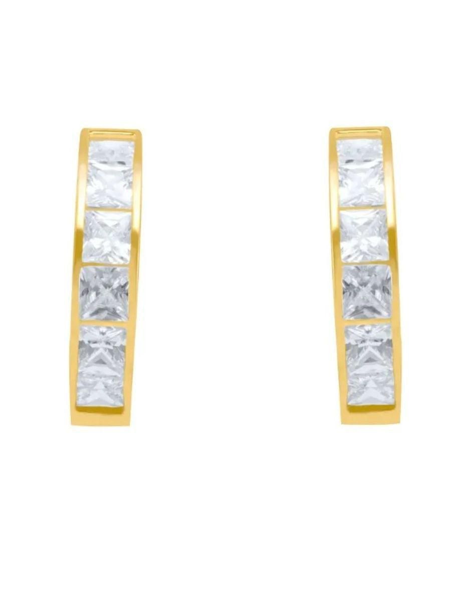 Arracadas de oro amarillo 14 k con acabado pavé zirconia 2