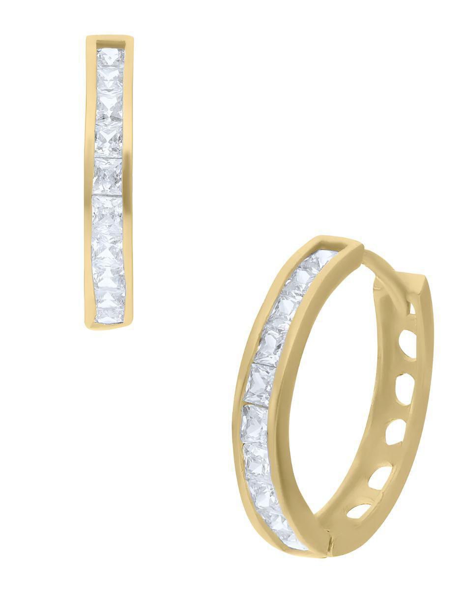 Arracadas de oro amarillo 14 K con acabado pavé zirconia