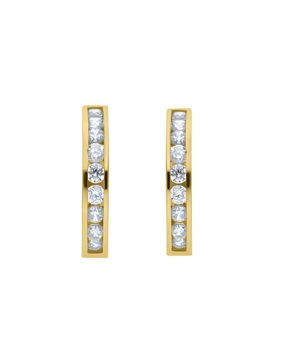 Arracadas de oro amarillo 14 k con acabado pavé zirconia 2