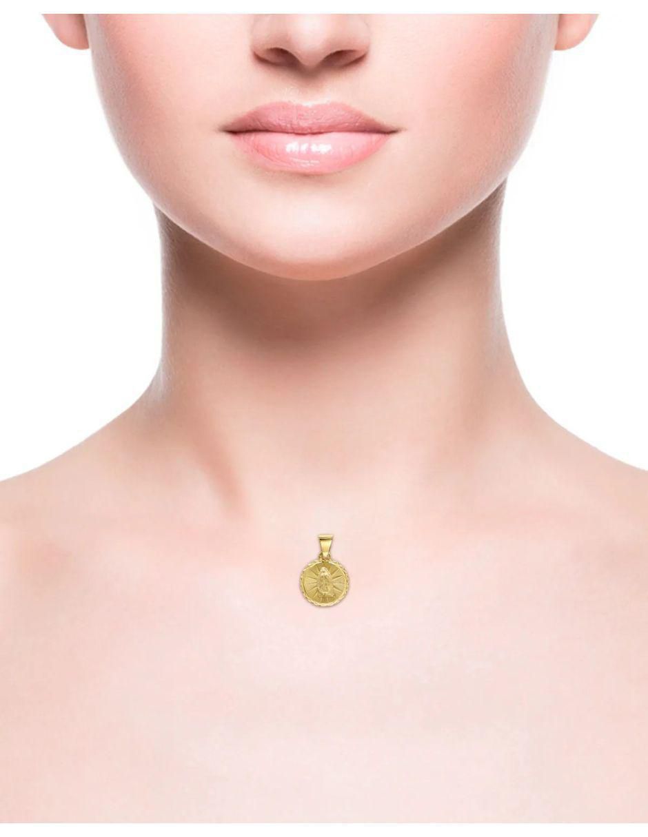 Medalla circular virgen de guadalupe de oro amarillo 14 K 2
