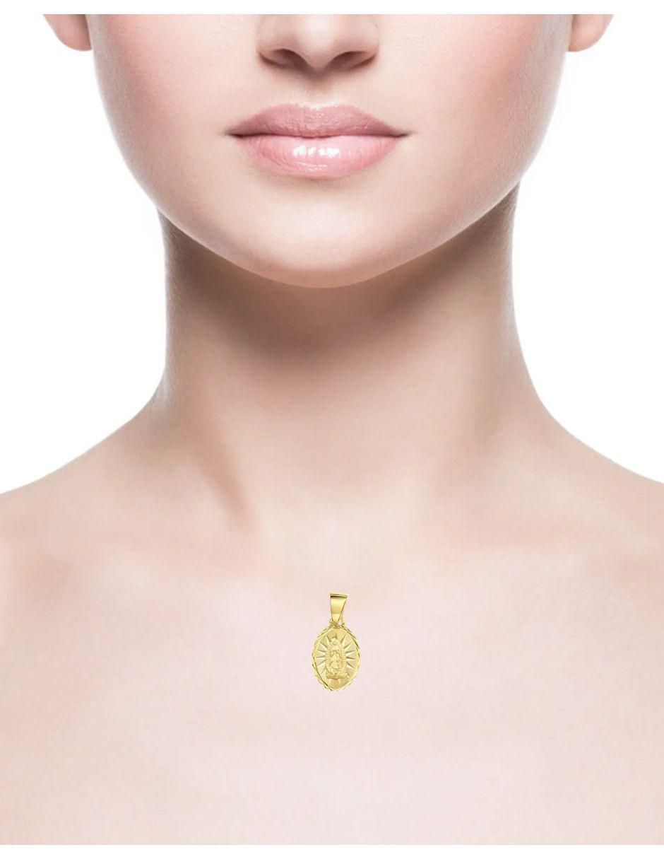 Medalla ovalada virgen de guadalupe de oro amarillo 14 K 2