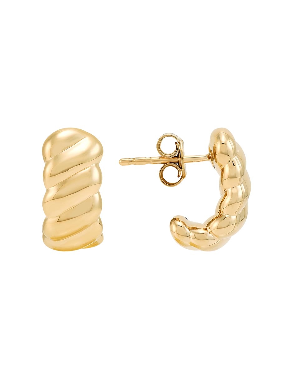 Aretes cortos de oro 14 K con acabado pulido 3