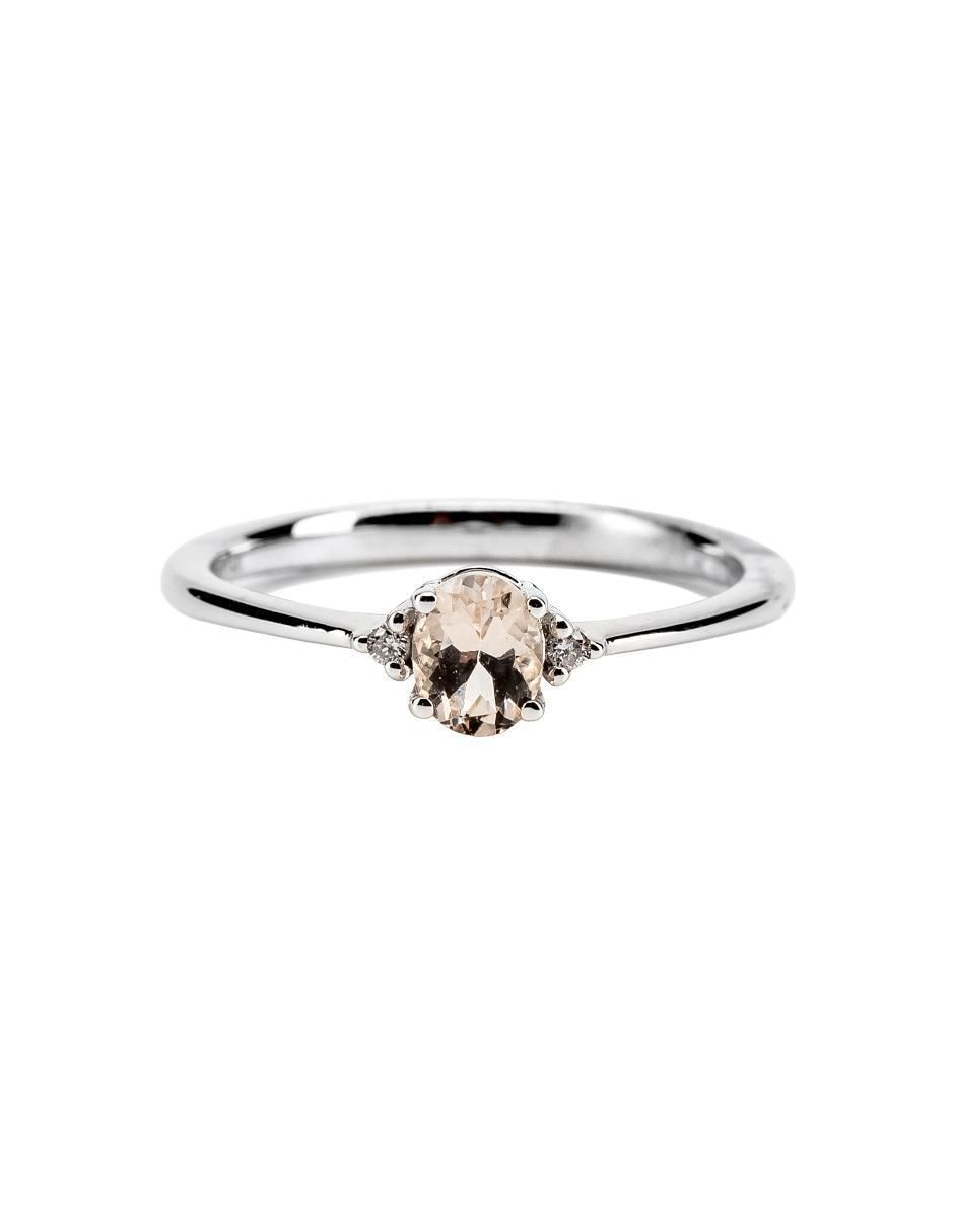 Anillo 14 k de oro morganita troquelado