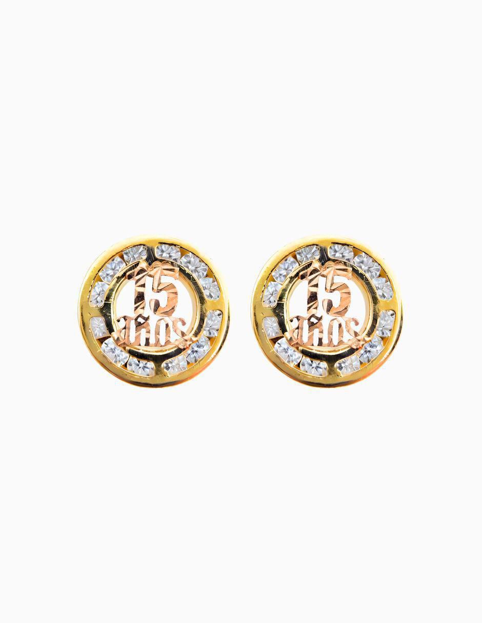 Broqueles circulares de oro 10 k con acabado pavé zirconia Broqueles circulares de oro 10 k con acabado pavé zirconia