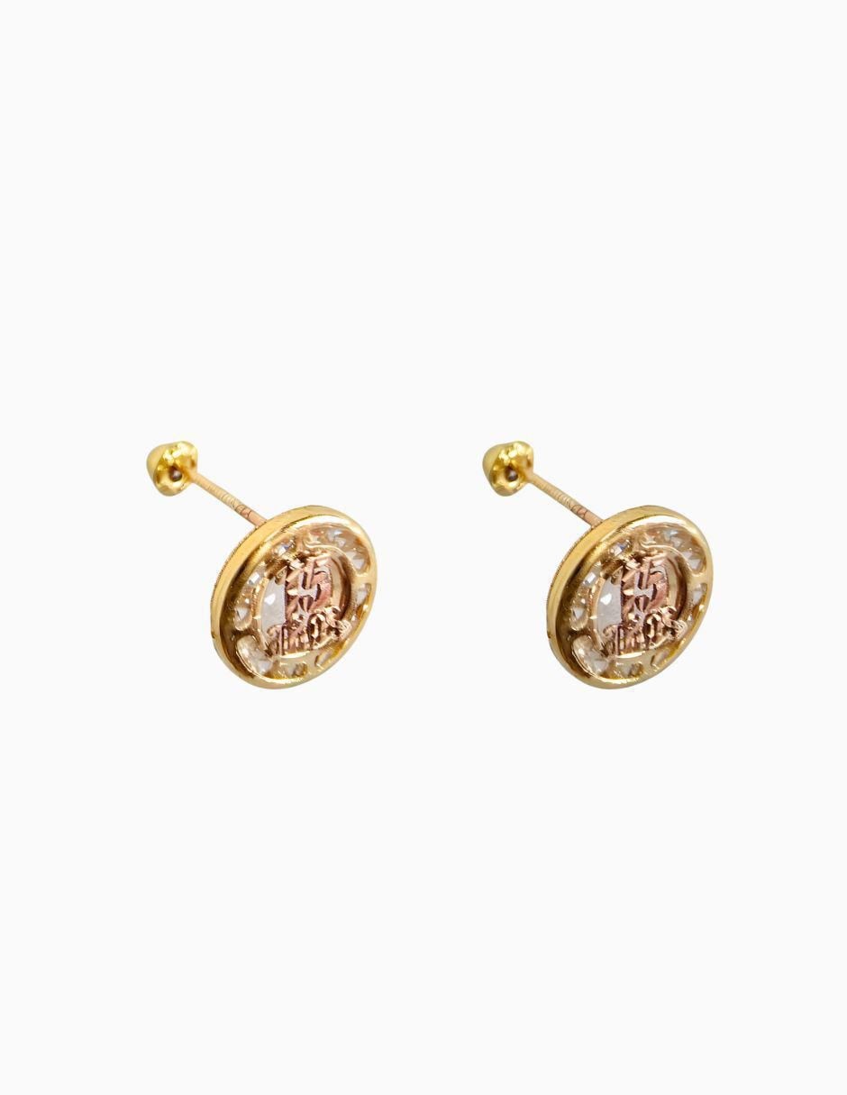 Broqueles circulares de oro 10 k con acabado pavé zirconia 2