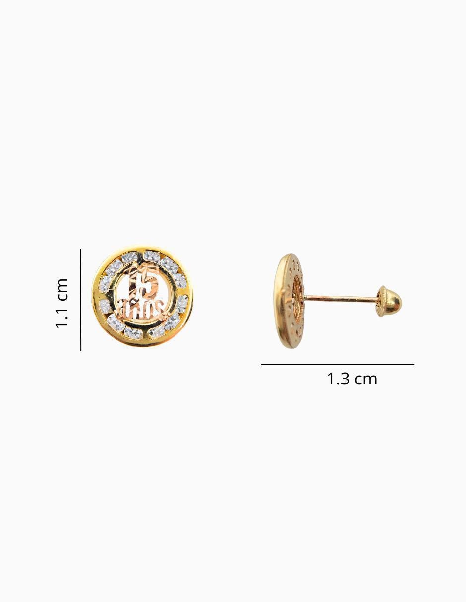 Broqueles circulares de oro 10 k con acabado pavé zirconia 4
