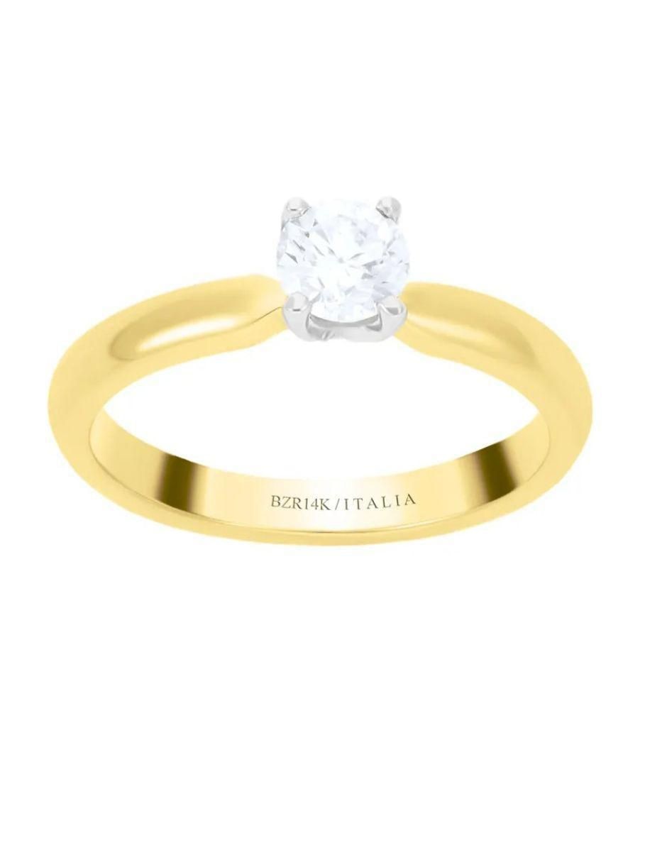 Solitario de oro amarillo 14 k diamante