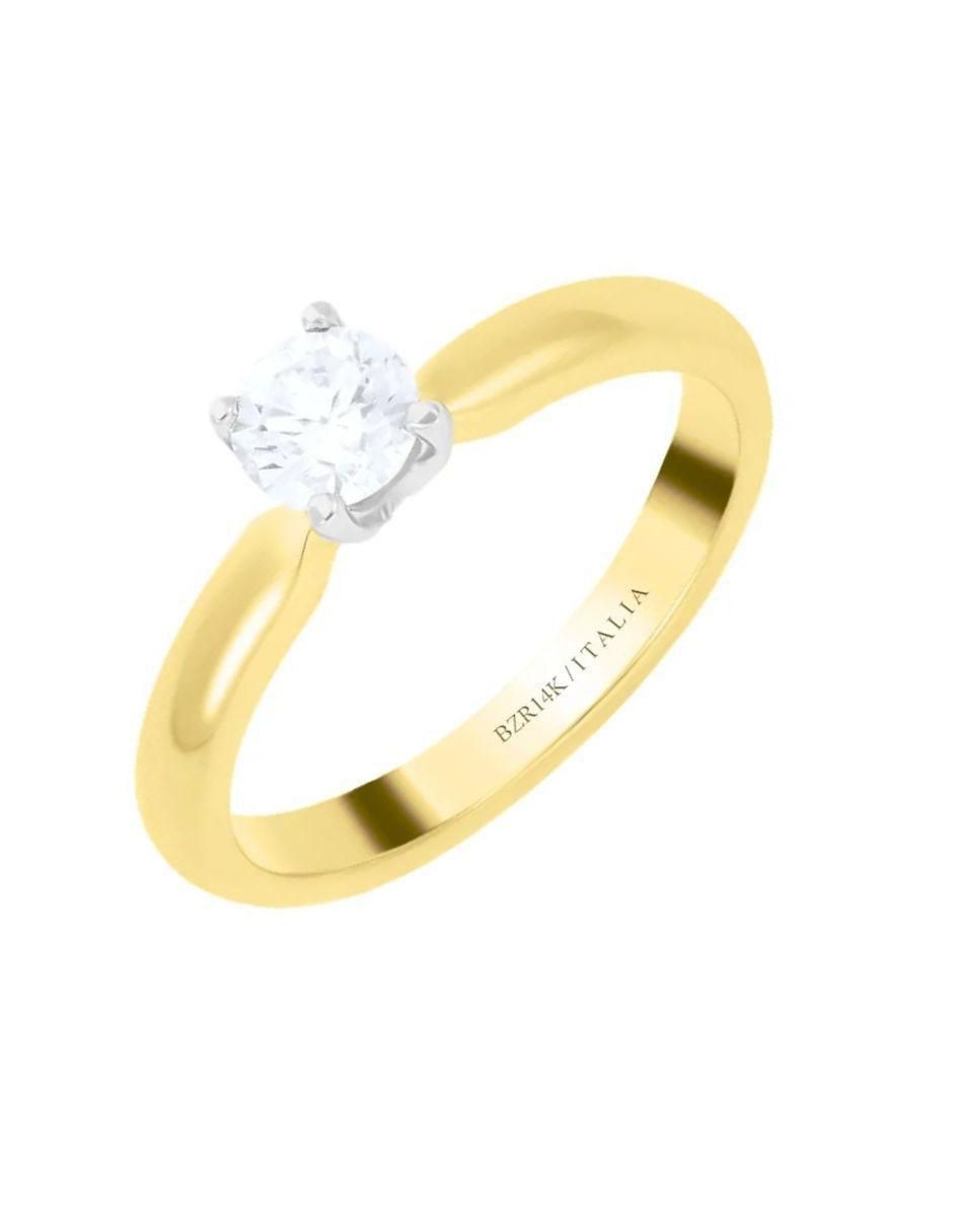 Solitario de oro amarillo 14 k diamante 2