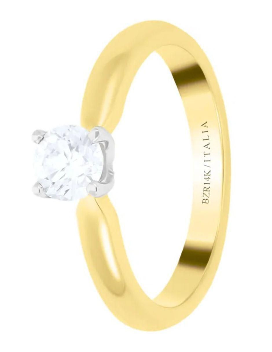 Solitario de oro amarillo 14 k diamante 3