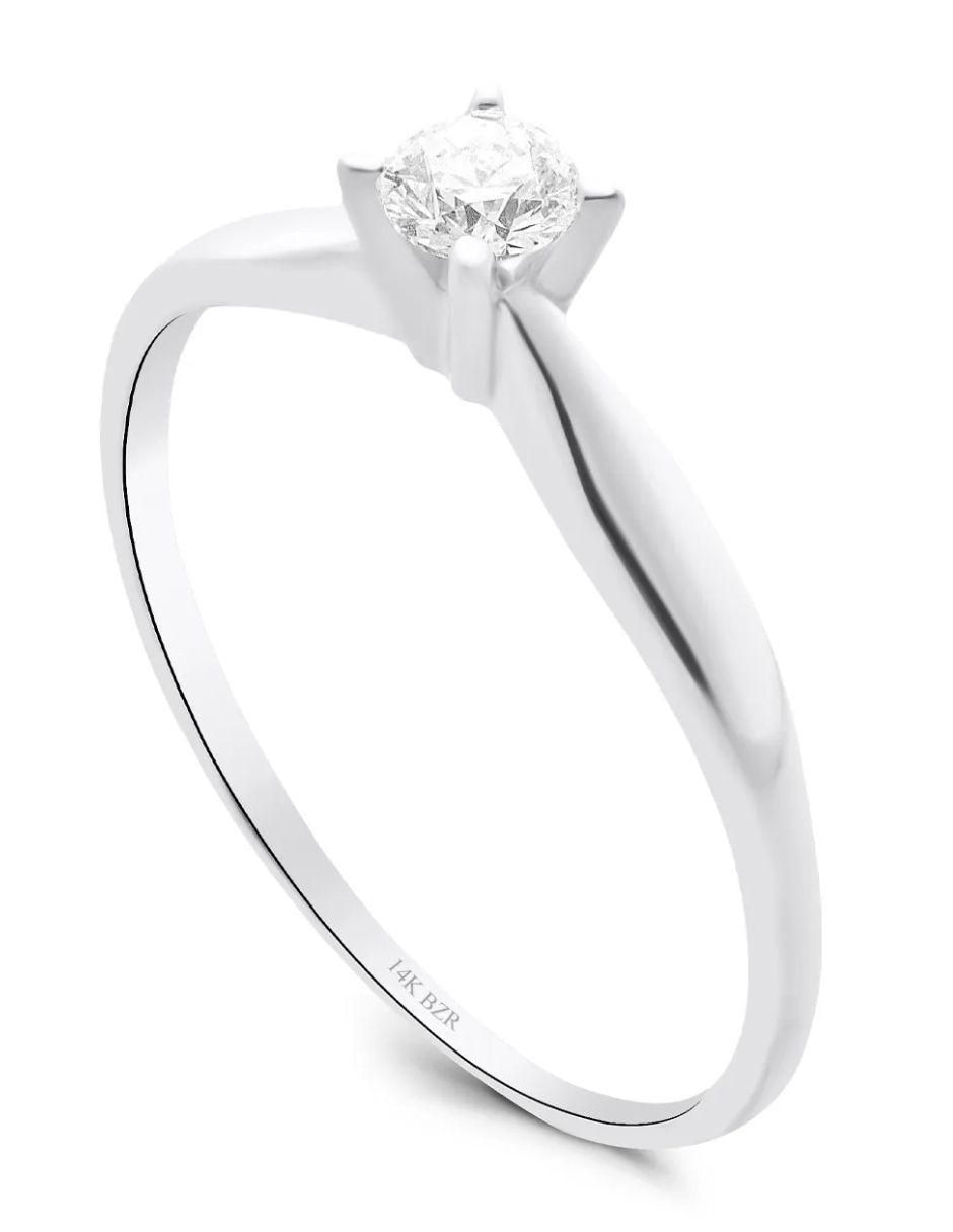 Solitario de oro blanco 14 k diamante