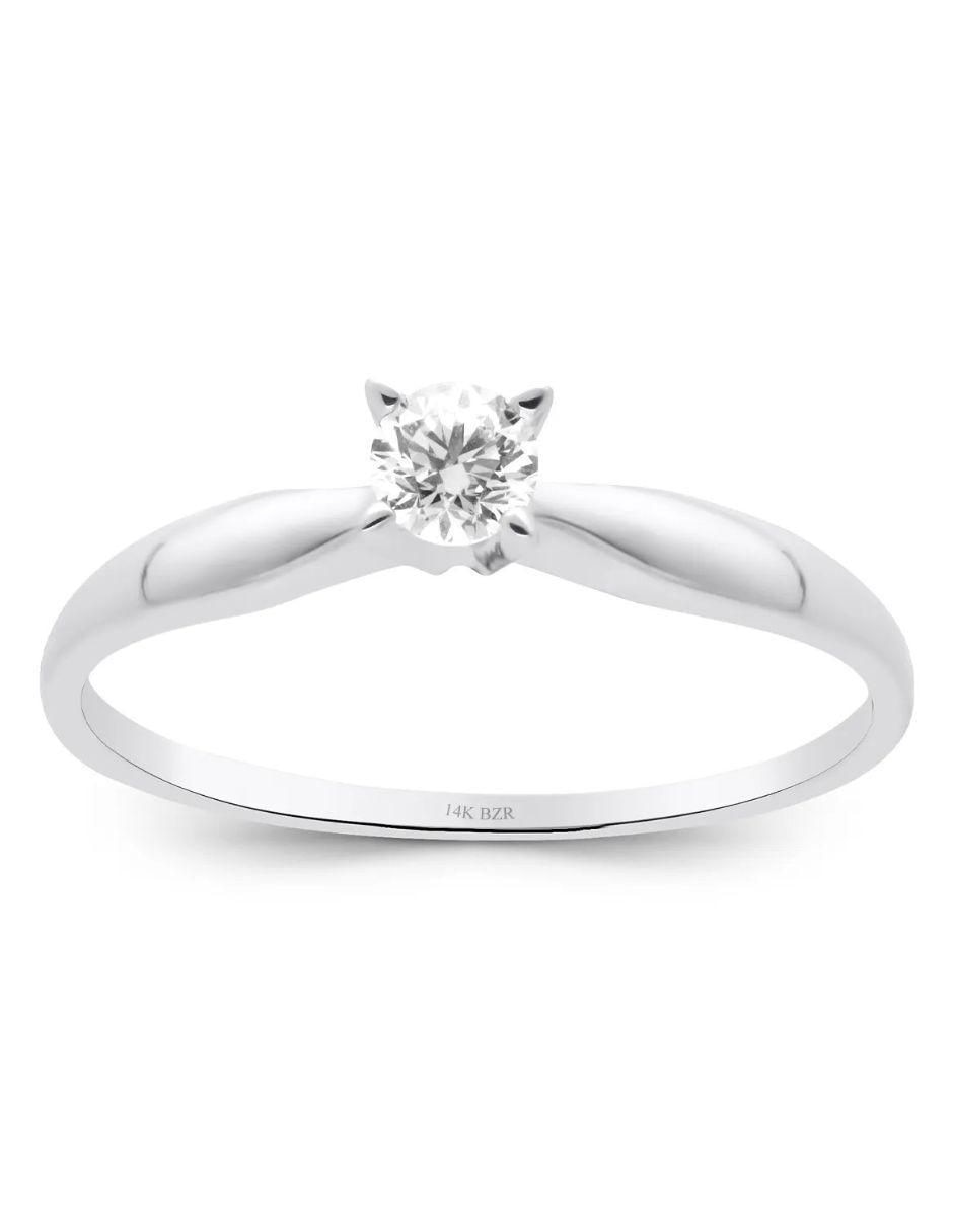 Solitario de oro blanco 14 k diamante 2
