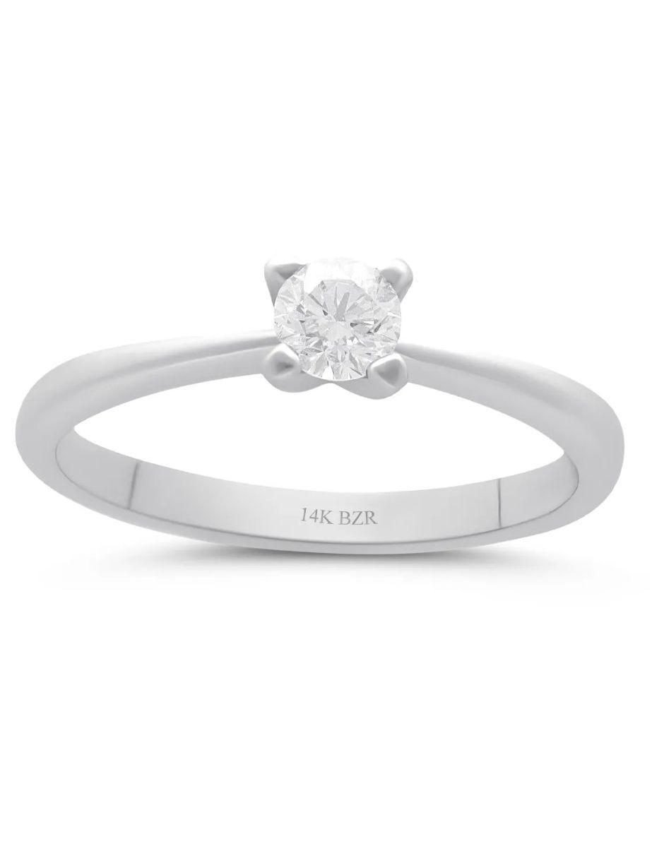 Solitario de oro blanco 14 k diamante 2