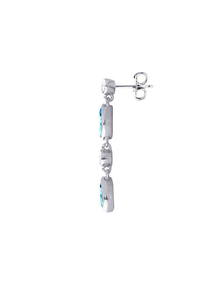 Aretes largos de gota de oro 14 K con acabado Texturizado Topacio y diamante 2